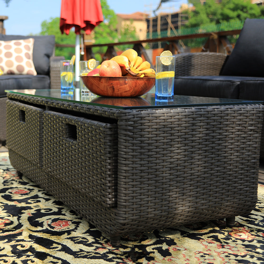 Wicker Aluminum 5-piece Outdoor Rattan Wicker Sofa Rattan Patio Garden Furniture