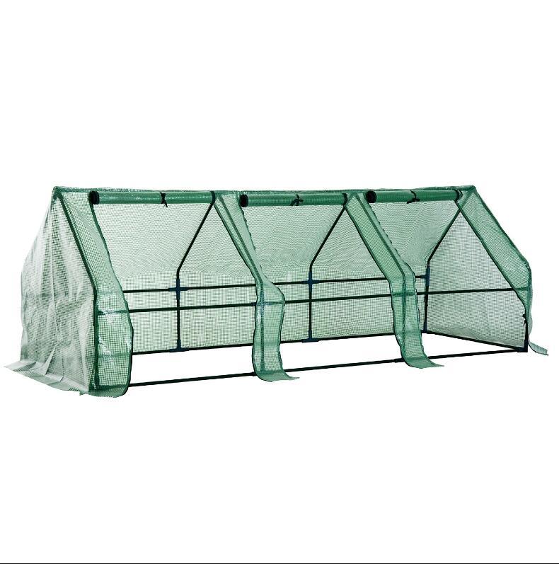 Portable Tunnel Greenhouse Outdoor Garden Mini Hot House with Zipper Doors & Water/UV Cover 9' L x 3' W x 3' H