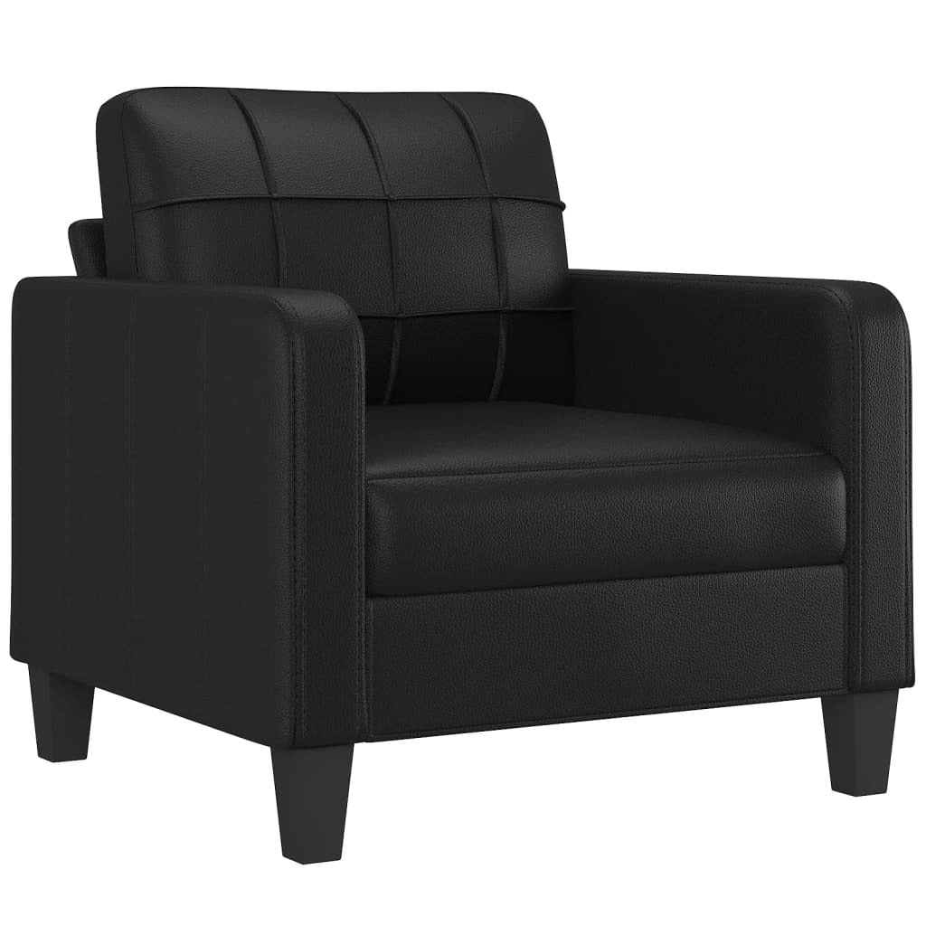 Sofa Chair with Footstool Black 23.6" Faux Leather