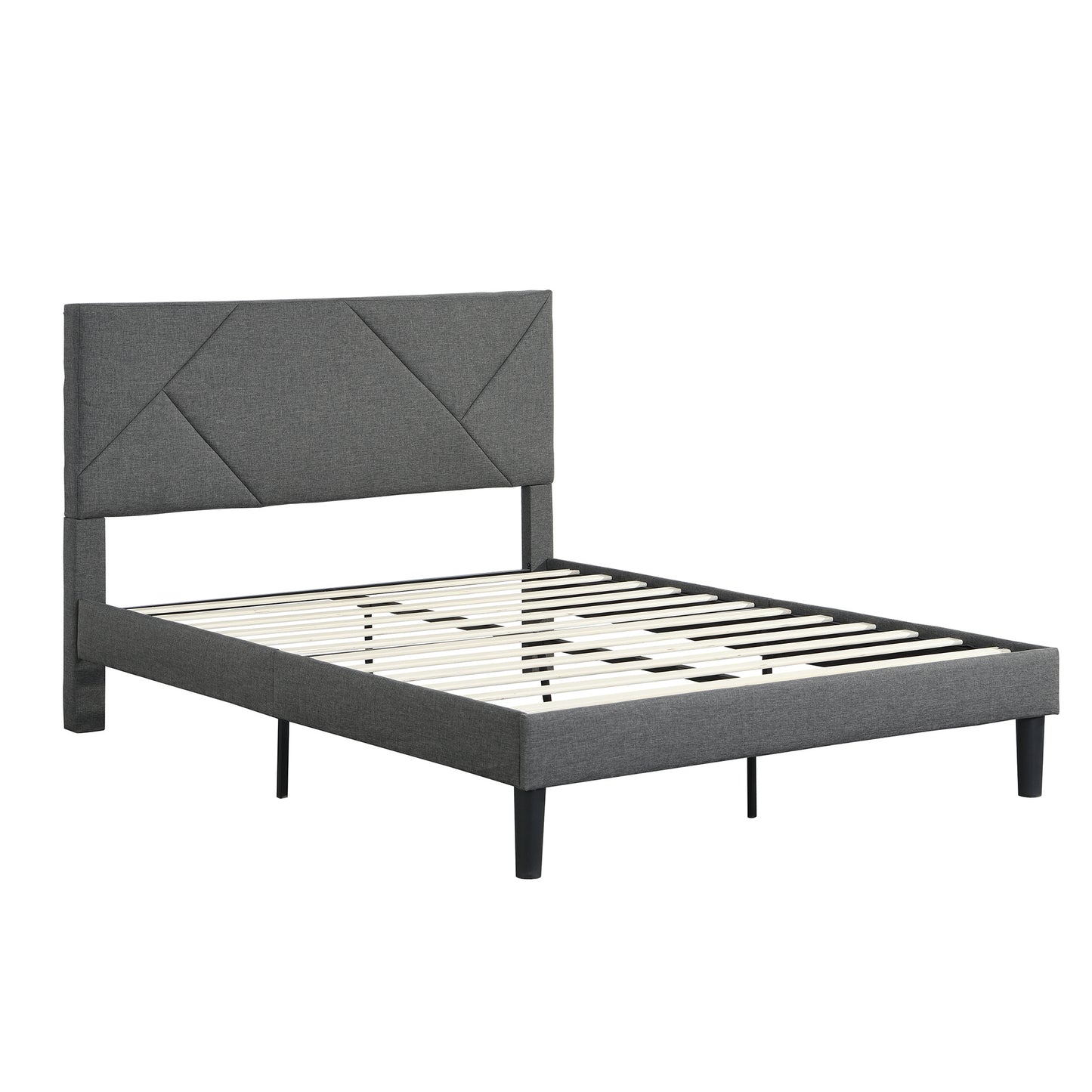 Queen Size Upholstered Platform Bed Frame with Headboard
