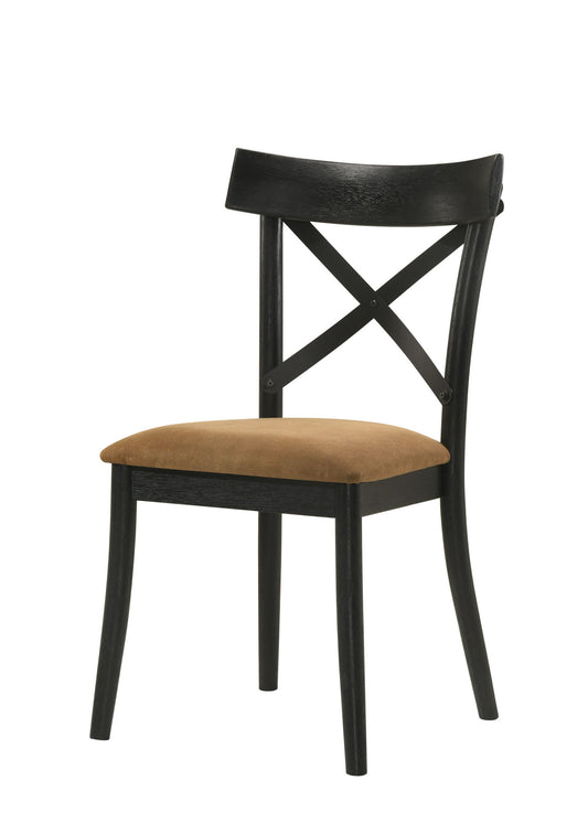 ACME Hillary Side Chair (Set-2), Brown Leatherier & Black Finish