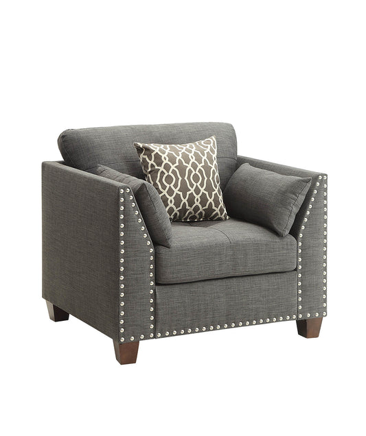 Laurissa Contemporary Linen Chair with Nailhead Trim