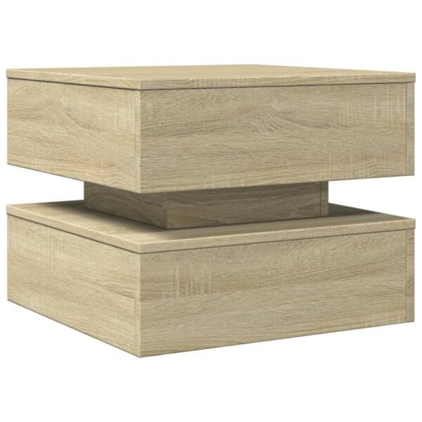 Sonoma Oak Coffee Table with LED Lights – Square Engineered Wood, Matte Finish, Modern Style - Image 3