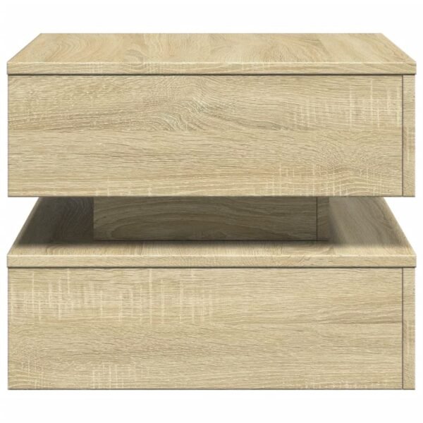 Sonoma Oak Coffee Table with LED Lights – Square Engineered Wood, Matte Finish, Modern Style - Image 8