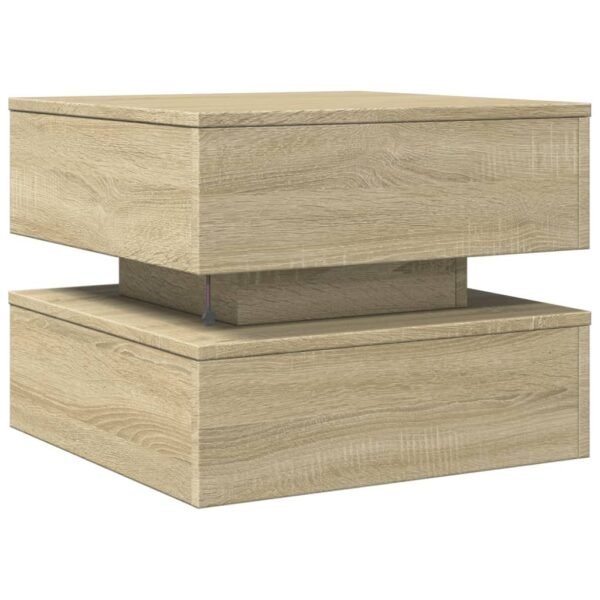 Sonoma Oak Coffee Table with LED Lights – Square Engineered Wood, Matte Finish, Modern Style - Image 9