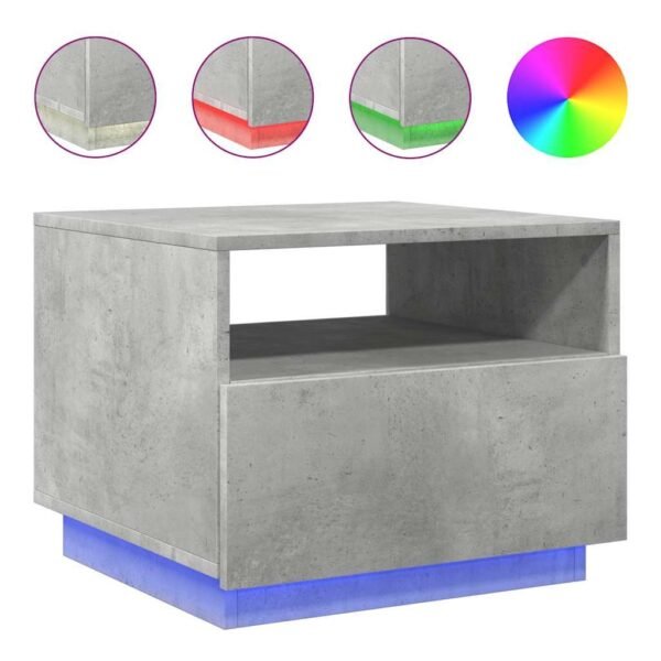 Modern Concrete Grey Coffee Table with LED Lights – Wood Table for Living Room - Image 2