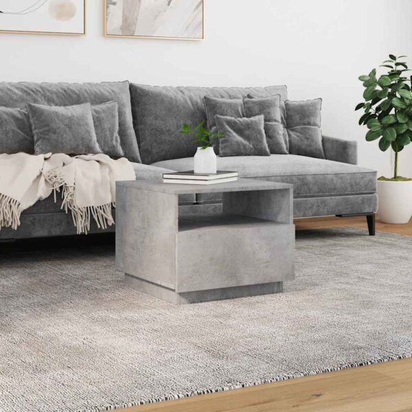 Modern Concrete Grey Coffee Table with LED Lights – Wood Table for Living Room - Image 4