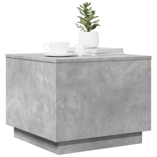 Modern Square Coffee Table with LED Lights – Concrete Grey Engineered Wood, Matte Finish - Image 6
