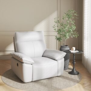 Rocking Chair Recliner Chairs for Adults, Rocker Manual Recliner with Remote Control and Cup Holder for Living Room, Bedroom, Nursery-Leather