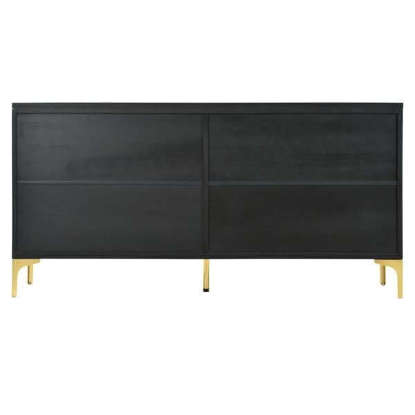 60" Sideboard Buffet Cabinet Handleless Press-to-Open Design,Carved Credenza Storage Cabinet with 4 Doors,Living Room Accent Buffet Modern Black,Entryway Wooden Side Board(Black) - Image 14