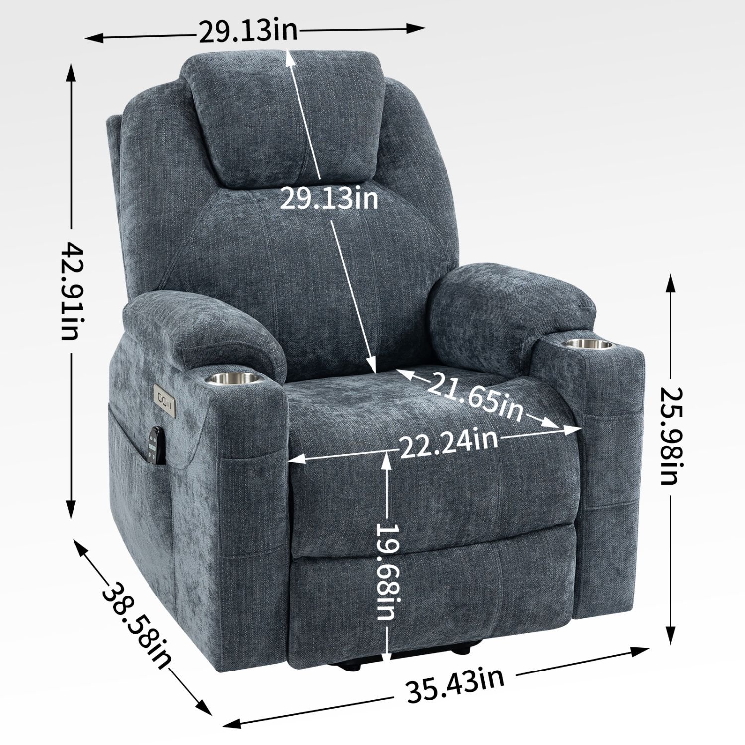 d010277r4ej-12.jpg Blue Power Lift Recliner Chair with Massage, Heat, USB-C, Cup Holders – 350 lbs Heavy Duty Chenille Recliner - Image 13