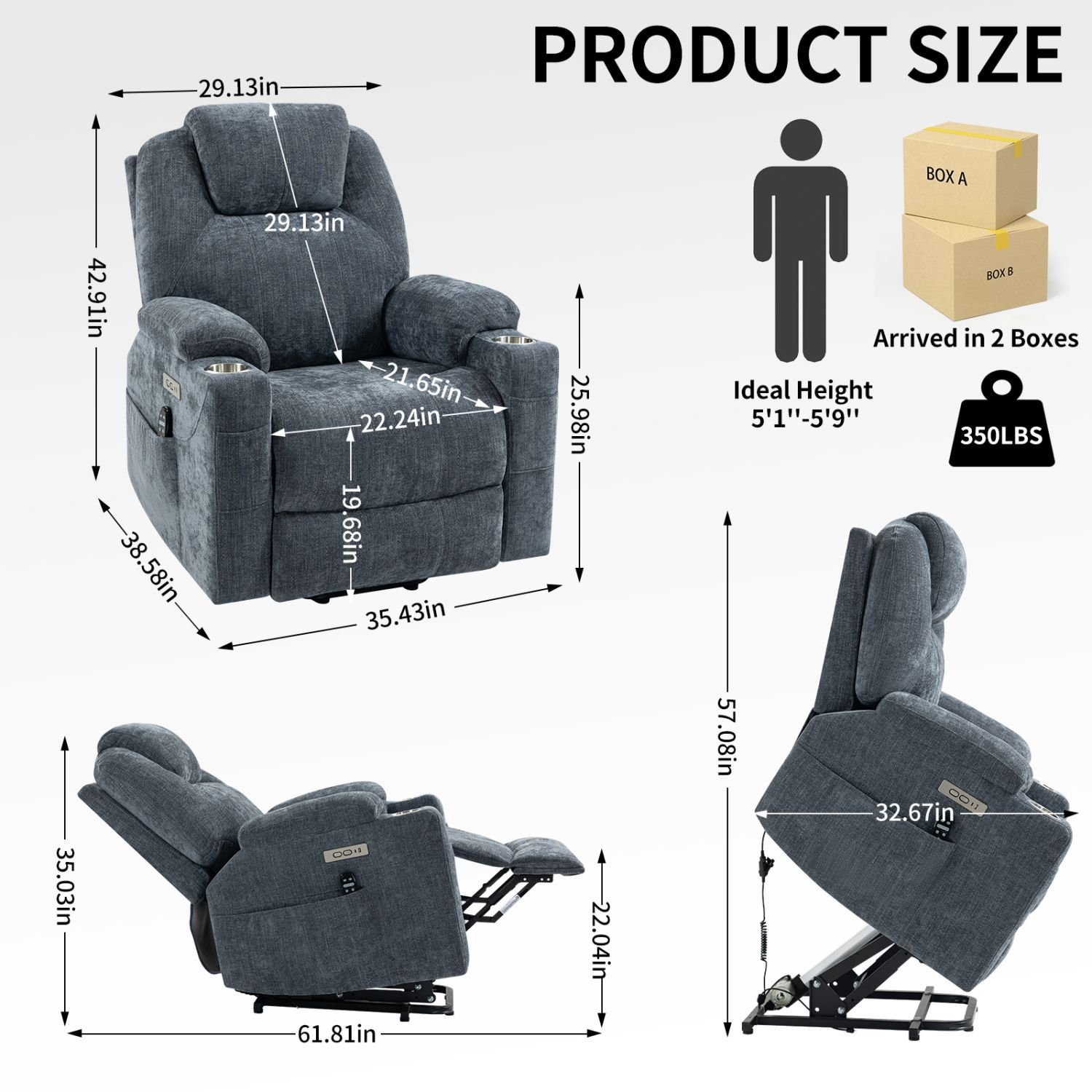 d010277r4ej-13.jpg Blue Power Lift Recliner Chair with Massage, Heat, USB-C, Cup Holders – 350 lbs Heavy Duty Chenille Recliner - Image 14