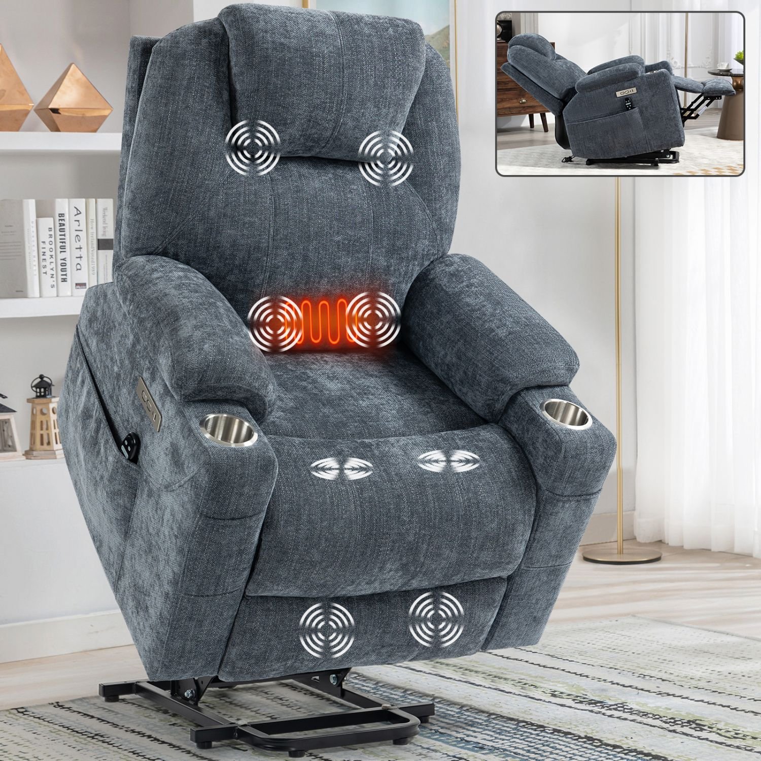d010277r4ej.jpg Blue Power Lift Recliner Chair with Massage, Heat, USB-C, Cup Holders – 350 lbs Heavy Duty Chenille Recliner