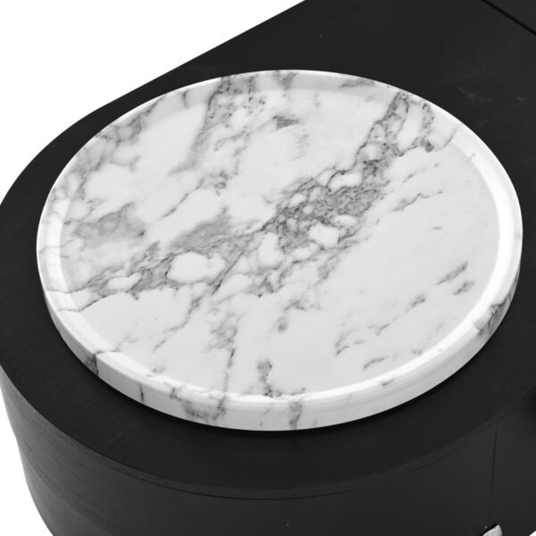 Black Lift-Top Coffee Table with Hidden Storage, Marble Rotating Tray & Drawers - Image 11