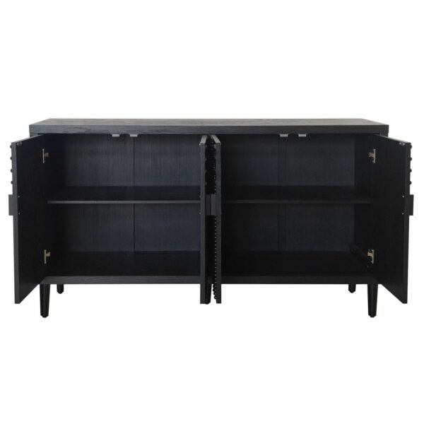Modern Black Wooden Accent Cabinet with 4 Doors – Buffet Sideboard for Dining Room, Entryway, Kitchen - Image 6