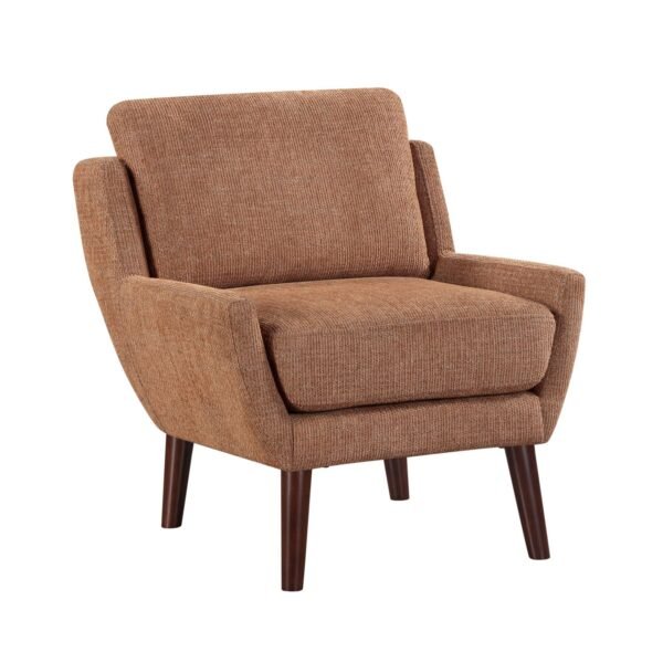 Orange Chenille Accent Chair with Solid Wood Legs – Modern Comfort for Living Room - Image 2
