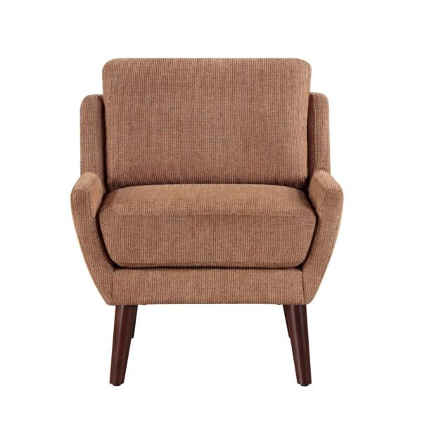 Orange Chenille Accent Chair with Solid Wood Legs – Modern Comfort for Living Room - Image 3
