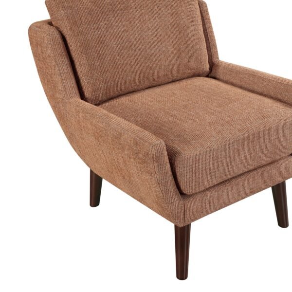 Orange Chenille Accent Chair with Solid Wood Legs – Modern Comfort for Living Room - Image 5