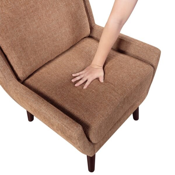 Orange Chenille Accent Chair with Solid Wood Legs – Modern Comfort for Living Room - Image 6