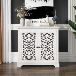 Antique Sideboard Storage Cabinet, Vintage Accent Cabinet, 2 carving Doors Buffet Server Console Cabinet for Kitchen Dining Room Living Room Hallway