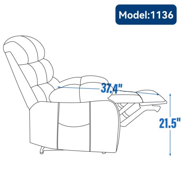 Oversized Power Lift Recliner Chair – Blue Grey Chenille, 8-Point Massage & Heat, 23" Seat for Elderly - Image 16