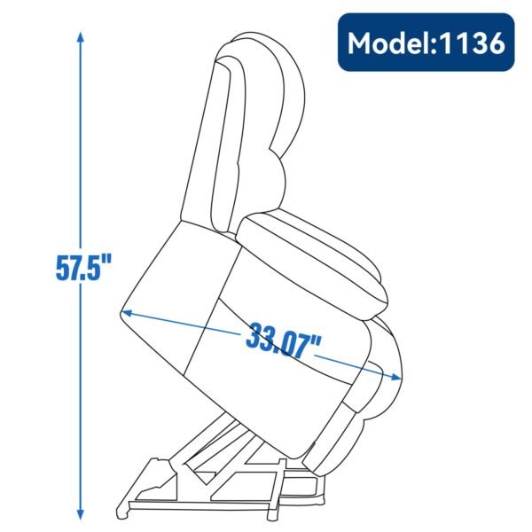 Oversized Power Lift Recliner Chair – Blue Grey Chenille, 8-Point Massage & Heat, 23" Seat for Elderly - Image 17