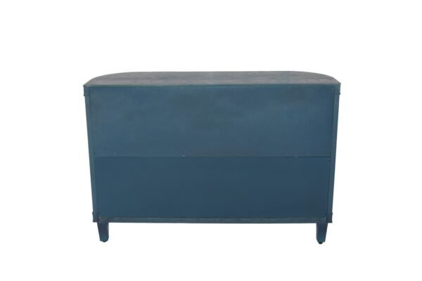 Oval Fluted Storage Cabinet – Antique Blue Green Sideboard with Sliding Doors, 4-Door Accent Credenza for Living Room or Kitchen - Image 11