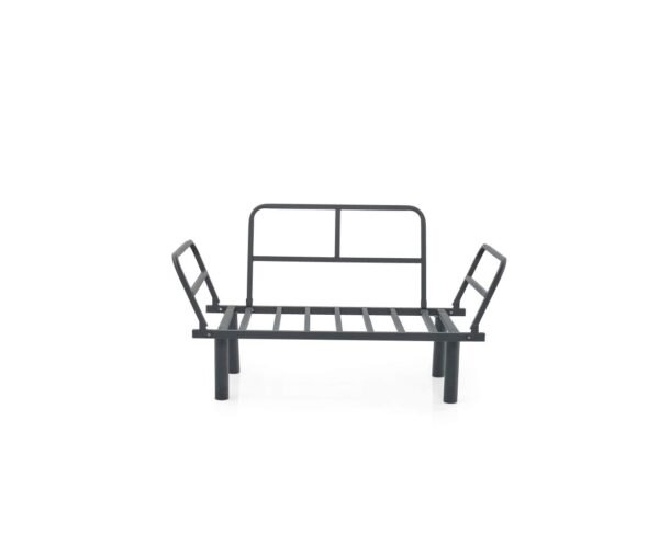 Sona Beige Chenille Futon Love Seat – Convertible Sofa Bed with Metal Frame - Image 7
