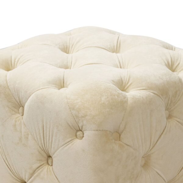 Beige Velvet Upholstered Ottoman with Storage – Modern Dice-Shaped Footstool for Living Room, Bedroom, Entryway - Image 15