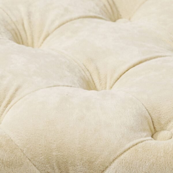 Beige Velvet Upholstered Ottoman with Storage – Modern Dice-Shaped Footstool for Living Room, Bedroom, Entryway - Image 16