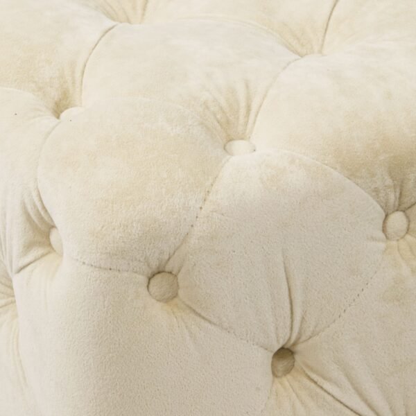Beige Velvet Upholstered Ottoman with Storage – Modern Dice-Shaped Footstool for Living Room, Bedroom, Entryway - Image 7