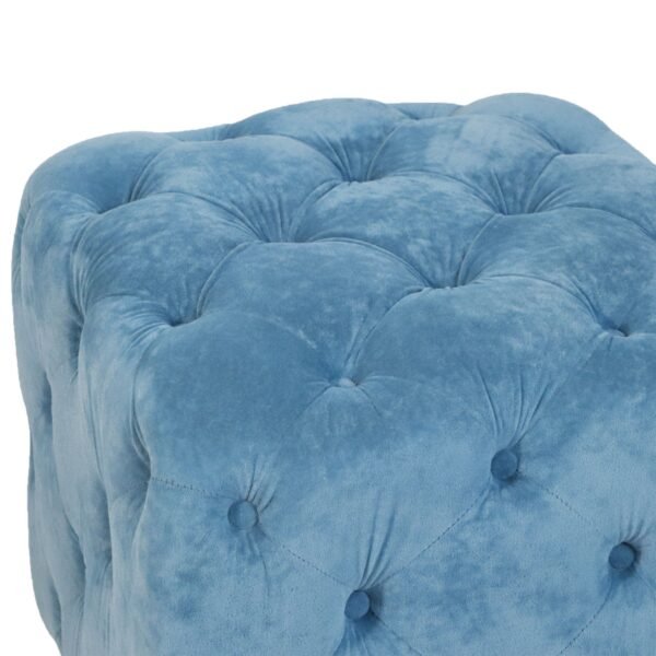 Blue Velvet Upholstered Ottoman with Storage – Modern Dice-Shaped Footstool for Living Room, Bedroom - Image 15