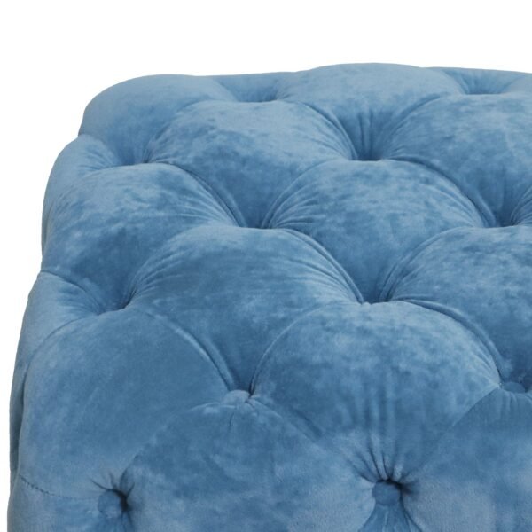 Blue Velvet Upholstered Ottoman with Storage – Modern Dice-Shaped Footstool for Living Room, Bedroom - Image 6