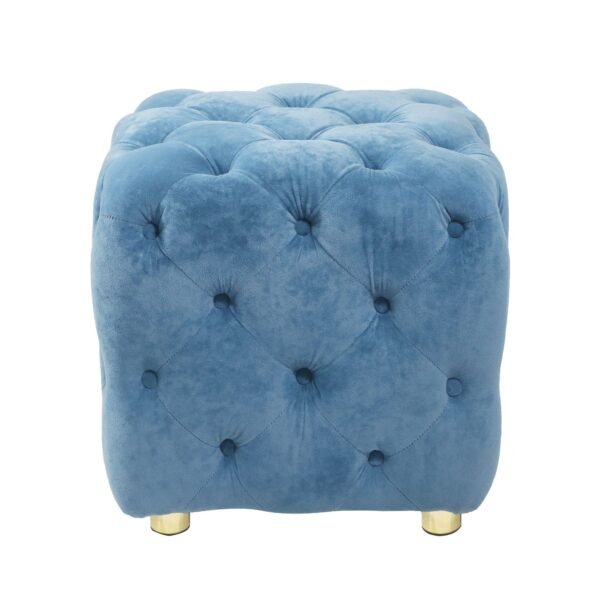 Blue Velvet Upholstered Ottoman with Storage – Modern Dice-Shaped Footstool for Living Room, Bedroom - Image 7