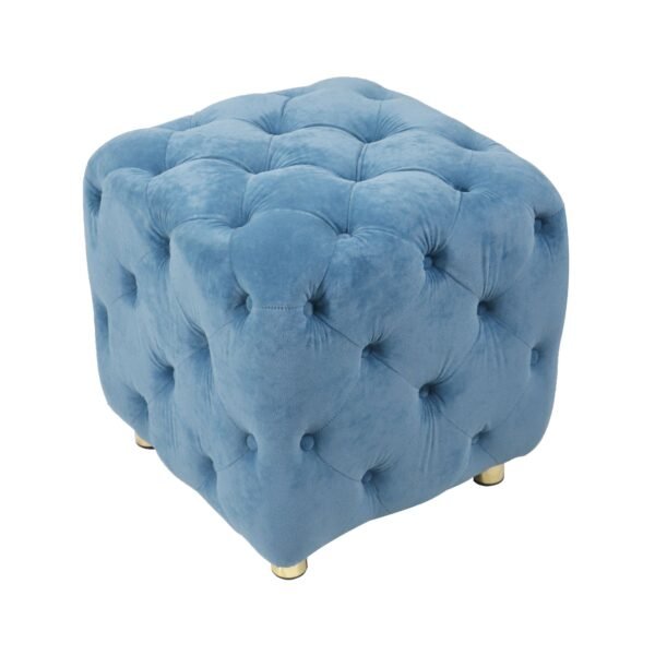 Blue Velvet Upholstered Ottoman with Storage – Modern Dice-Shaped Footstool for Living Room, Bedroom - Image 8