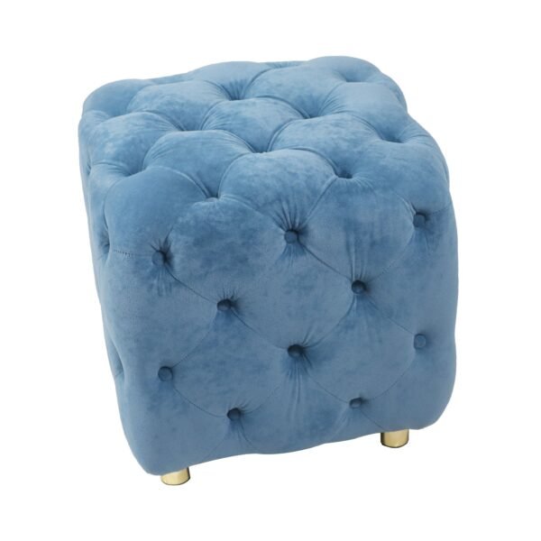Blue Velvet Upholstered Ottoman with Storage – Modern Dice-Shaped Footstool for Living Room, Bedroom - Image 10