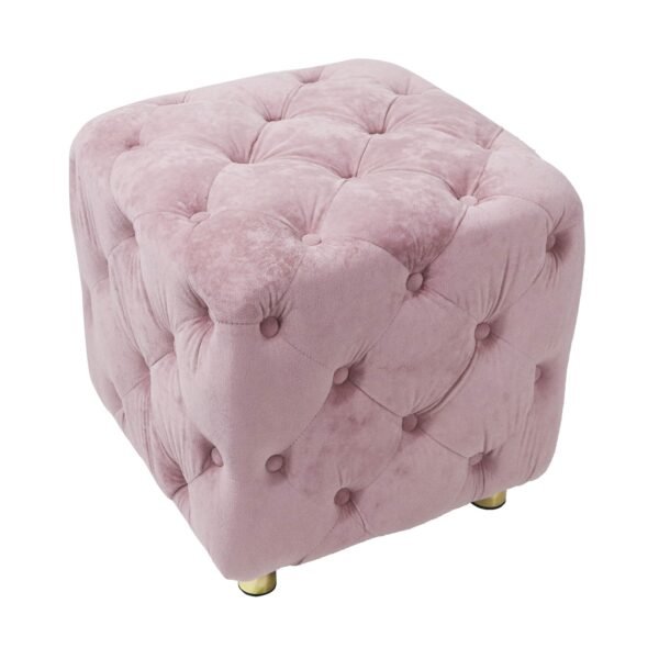 Pink Velvet Upholstered Ottoman with Storage – Modern Dice-Shaped Footstool for Living Room, Bedroom, - Image 11