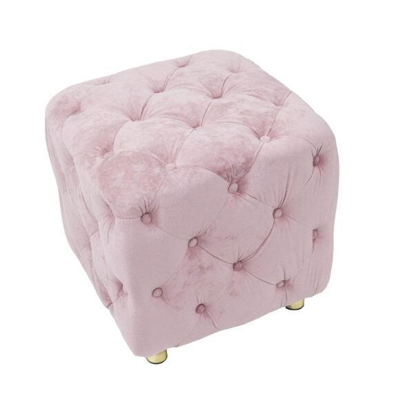 Pink Velvet Upholstered Ottoman with Storage – Modern Dice-Shaped Footstool for Living Room, Bedroom, - Image 12