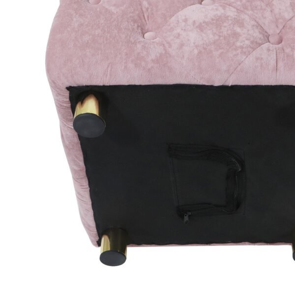 Pink Velvet Upholstered Ottoman with Storage – Modern Dice-Shaped Footstool for Living Room, Bedroom, - Image 17