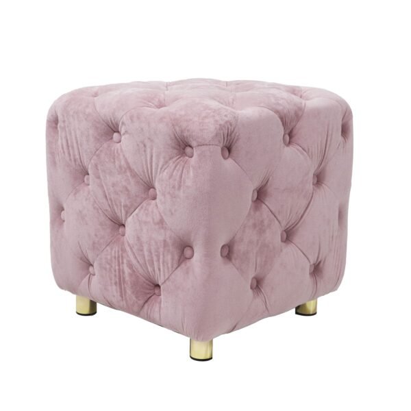 Pink Velvet Upholstered Ottoman with Storage – Modern Dice-Shaped Footstool for Living Room, Bedroom, - Image 6