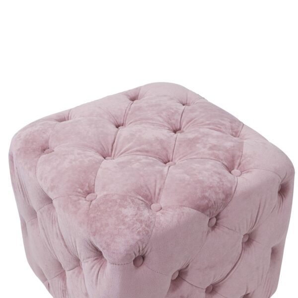 Pink Velvet Upholstered Ottoman with Storage – Modern Dice-Shaped Footstool for Living Room, Bedroom, - Image 7