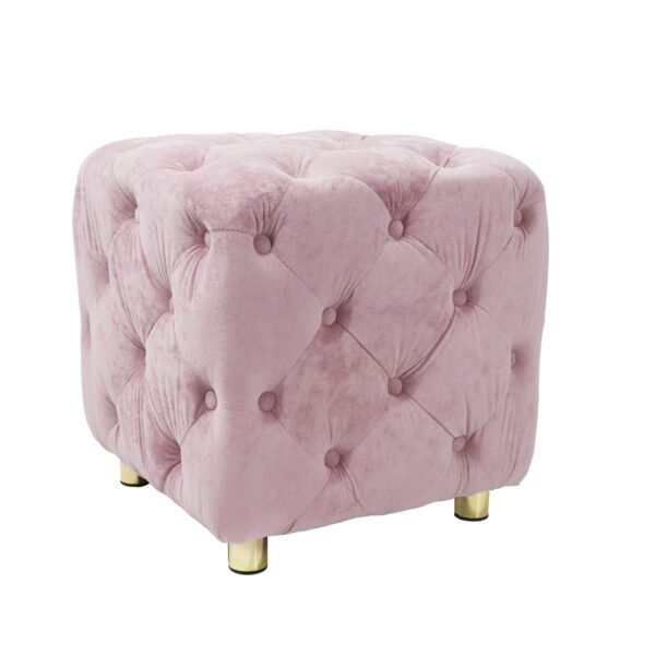 Pink Velvet Upholstered Ottoman with Storage – Modern Dice-Shaped Footstool for Living Room, Bedroom, - Image 8