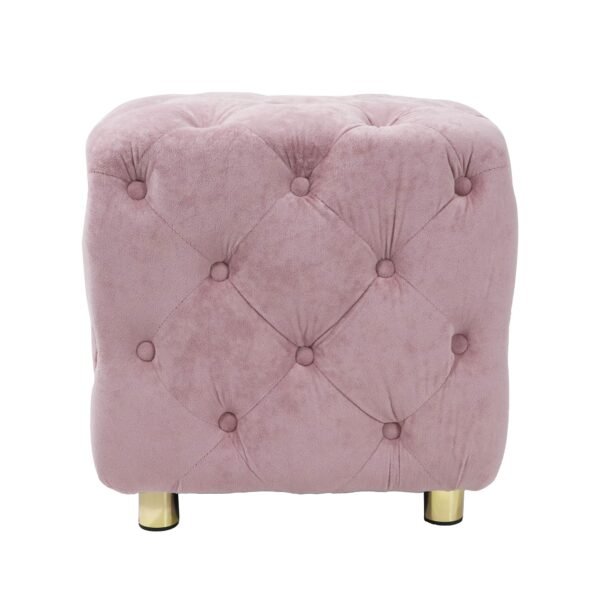 Pink Velvet Upholstered Ottoman with Storage – Modern Dice-Shaped Footstool for Living Room, Bedroom, - Image 9