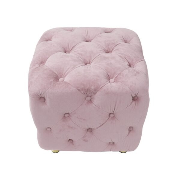 Pink Velvet Upholstered Ottoman with Storage – Modern Dice-Shaped Footstool for Living Room, Bedroom, - Image 10