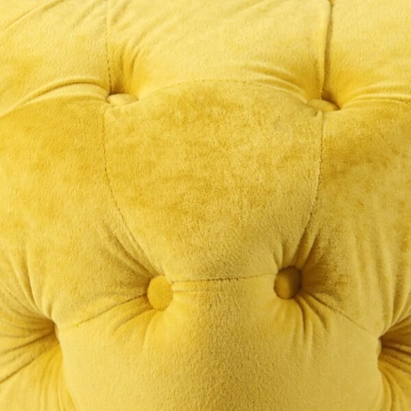 Yellow Velvet Upholstered Ottoman with Storage – Modern Dice-Shaped Footstool for Living Room, Bedroom - Image 13