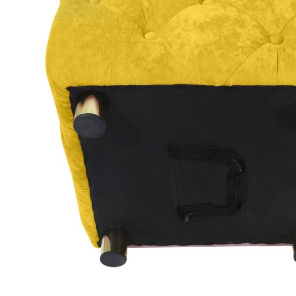 Yellow Velvet Upholstered Ottoman with Storage – Modern Dice-Shaped Footstool for Living Room, Bedroom - Image 16