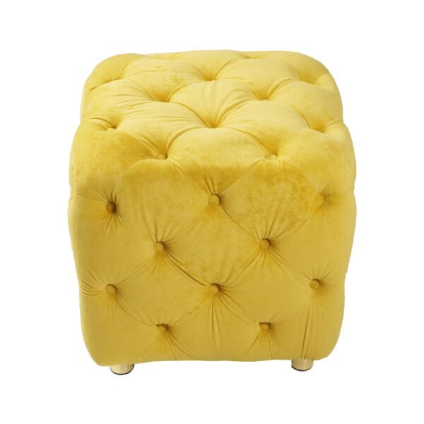 Yellow Velvet Upholstered Ottoman with Storage – Modern Dice-Shaped Footstool for Living Room, Bedroom - Image 7