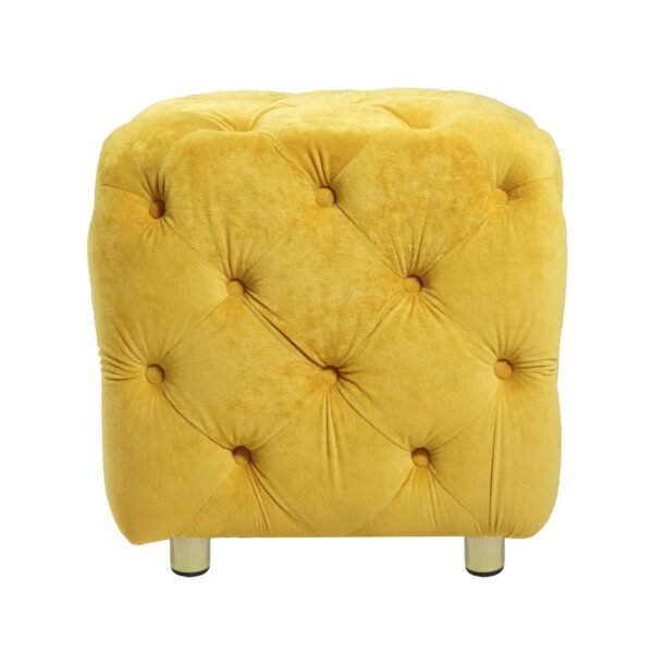Yellow Velvet Upholstered Ottoman with Storage – Modern Dice-Shaped Footstool for Living Room, Bedroom - Image 10