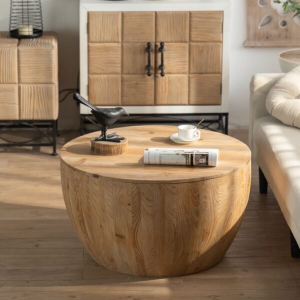 31.50"Vintage Style Bucket Shaped Coffee Table for Office, Dining Room and Living Room(Same SKU:W757P170149) - Image 2