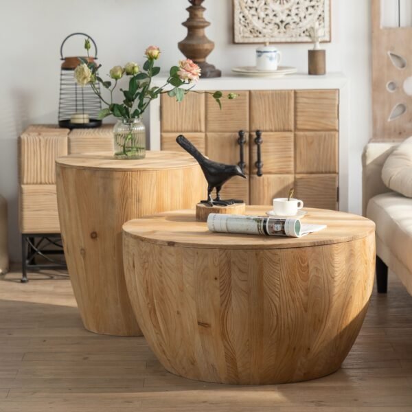 31.50"Vintage Style Bucket Shaped Coffee Table for Office, Dining Room and Living Room(Same SKU:W757P170149) - Image 4
